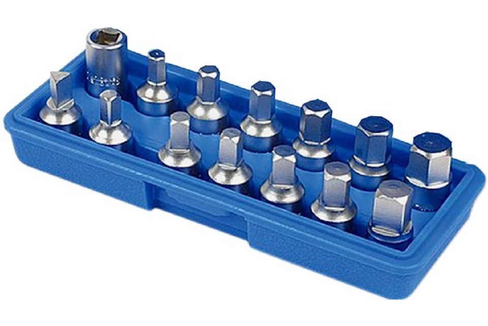 Drain Plug Key Set 14pc, 3/8" Drive