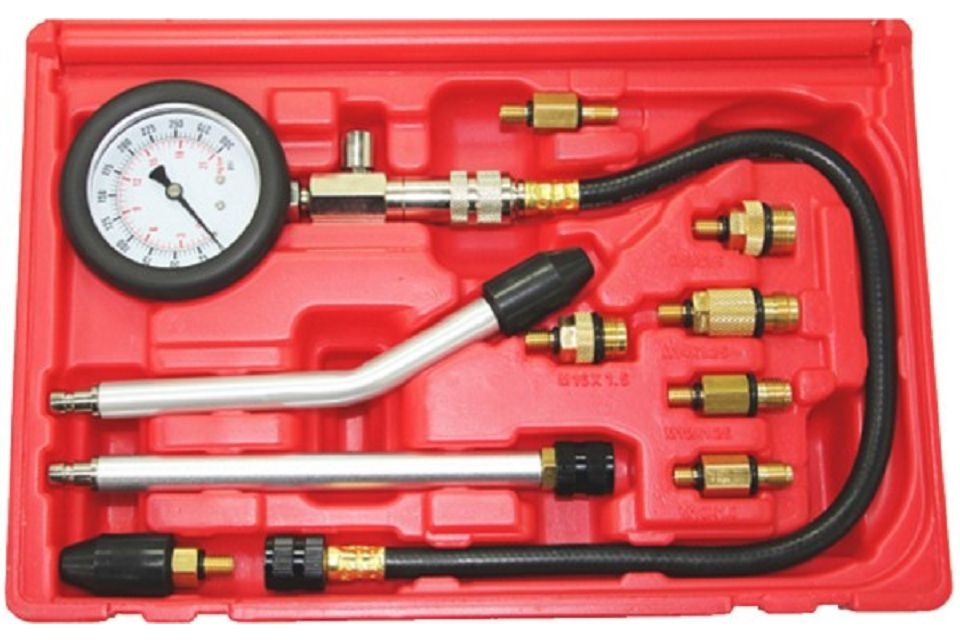 Gas Engine Compression Tester- Pro Set with 7 adapters