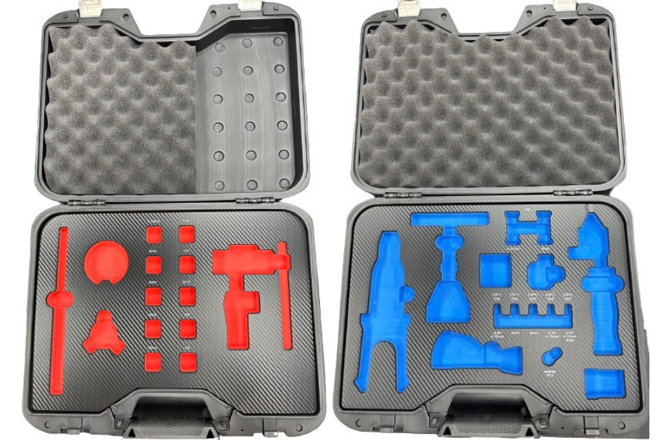 Photo of customized black blow mold case with customized eva foams