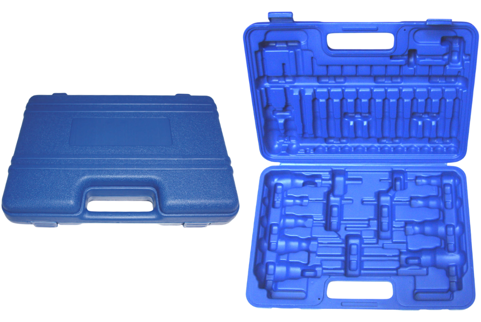 Photo of customized blue blow mold case