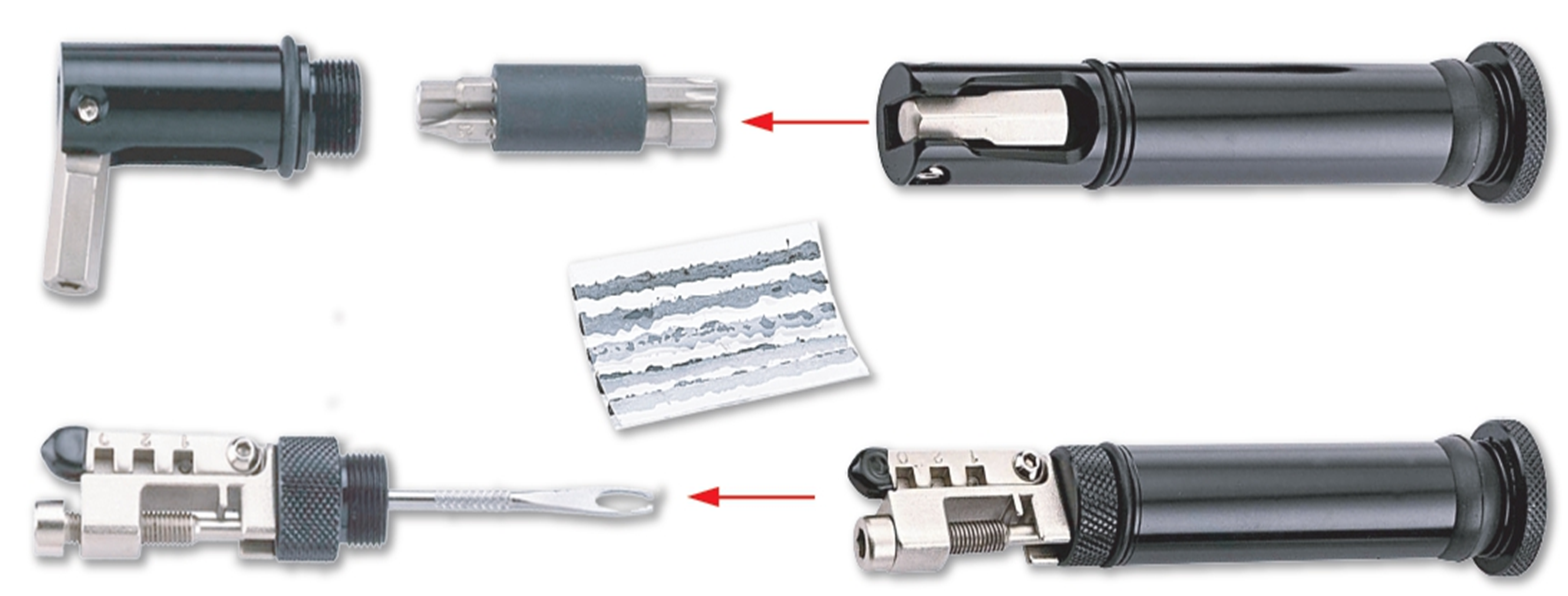 Exploded view of XB0007 handle bar end tools adjust & adapt with different sizes in tube