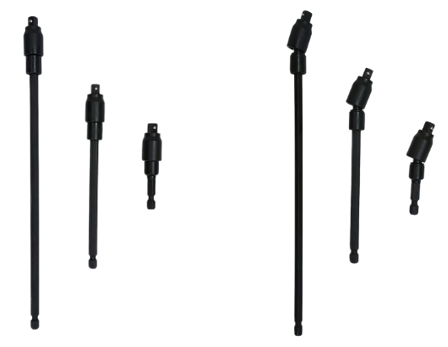 Line up image of ZP260122.01 3pcs 2 stage 1/4dr universal bit extension set