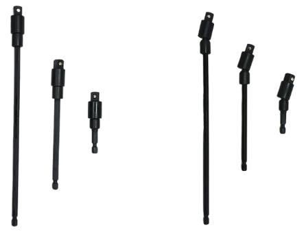 Line up image of ZP260122.02 3pcs 2 stage 3/8dr universal bit extension set