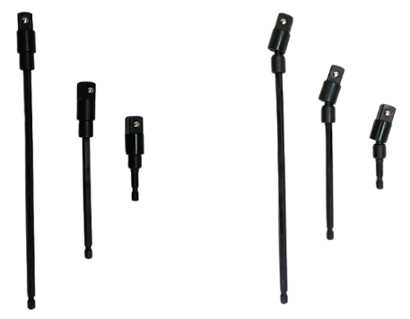 Line up image of ZP260122.03 3pcs 2 stage 1/2dr universal bit extension set