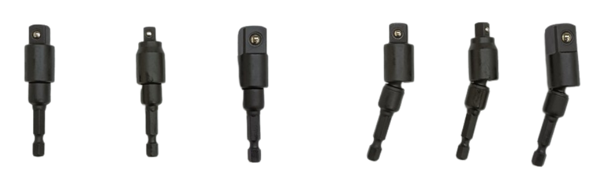 Line up image of ZP260122.04 3pcs 2 stage 1/4 3/8 1/2dr. universal bit extension set