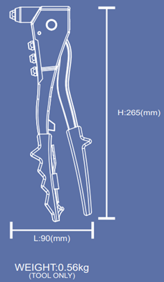 Specification of ZP260417.01 hand riveter 2.4 to 4.8mm