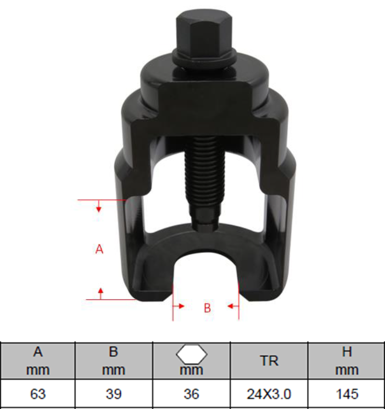 Specification of ZP260528.04 Scania (Euro6) window type Pitman arm puller 39mm