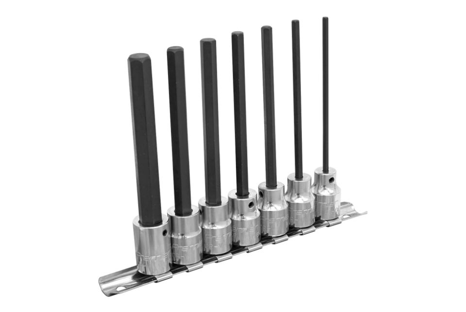 Hex Socket Bit Set 7 Pcs -3/8"SQDR. Metric 110mmL