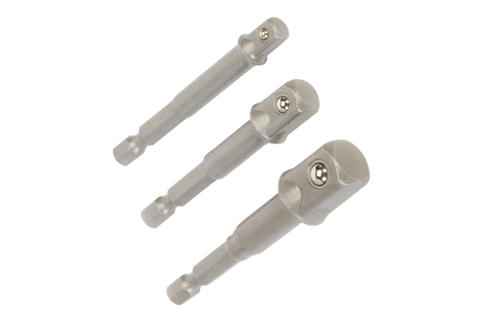 Socket Adaptor Set 3 Pcs 1/2",1/4",3/8"SQDR. x 1/4"Hex