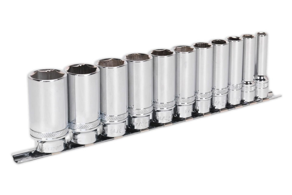 3/8"SQDR. Socket Set 11 Pcs - Deep Lock-on
