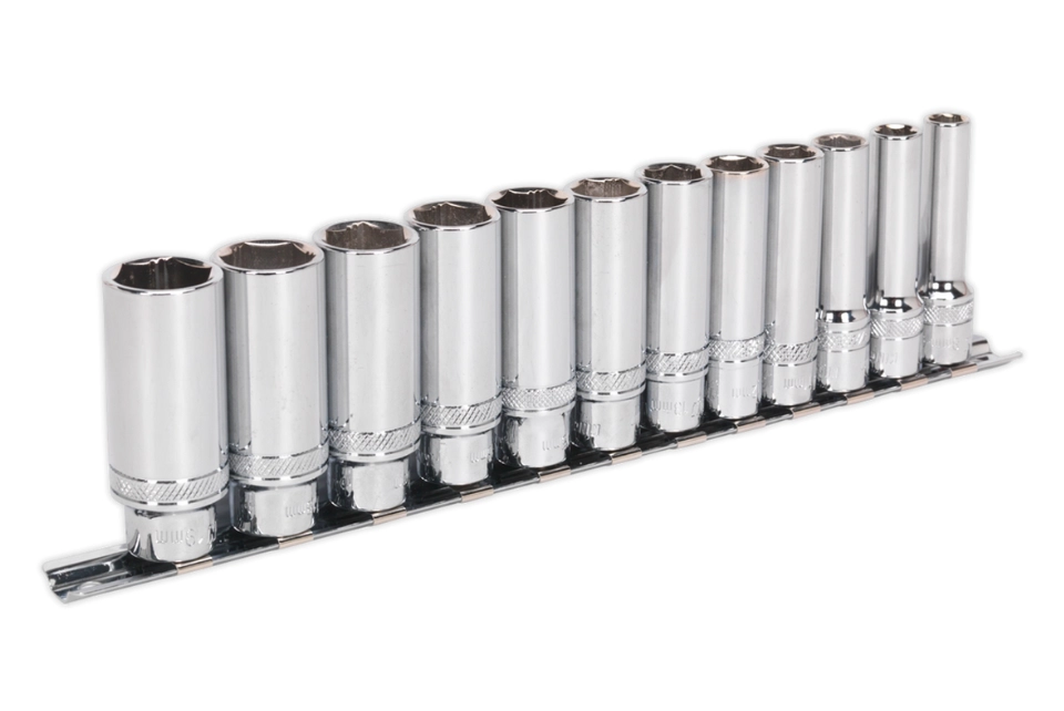 3/8"SQDR. Socket Set 12 Pcs - Deep Lock-on