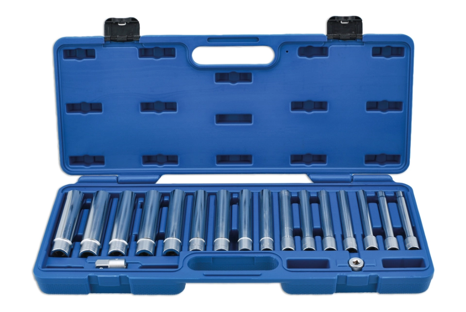 18PC 3/8"&1/2"Dr 6PT 120mml Deep Socket Set