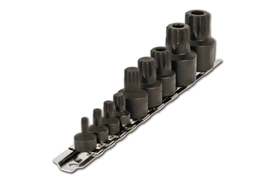 9PC 1/4" & 3/8" 12PT Stubby Impact Triple Square Bit Socket Set