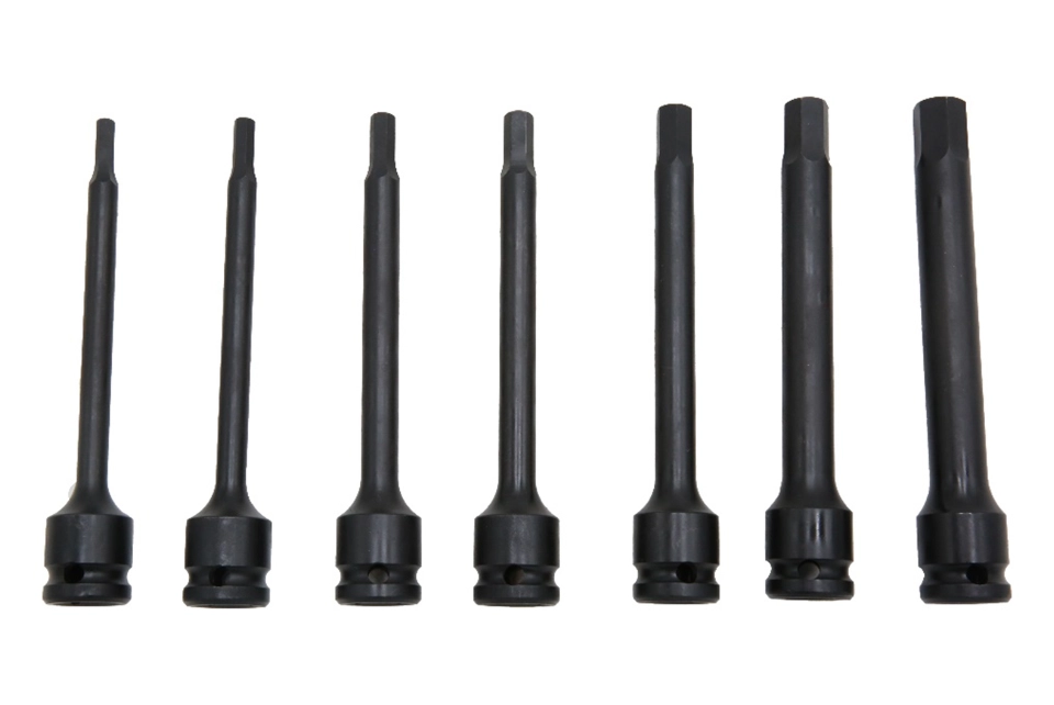 Extra Long Impact Hex Bit Set 1/2"Dr 7pc