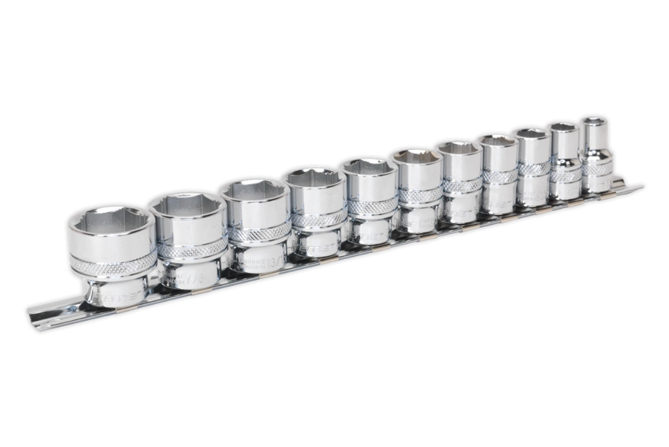3/8"SQDR. Socket Set 11 Pcs - Total Lock-on 6 PTS Imperial