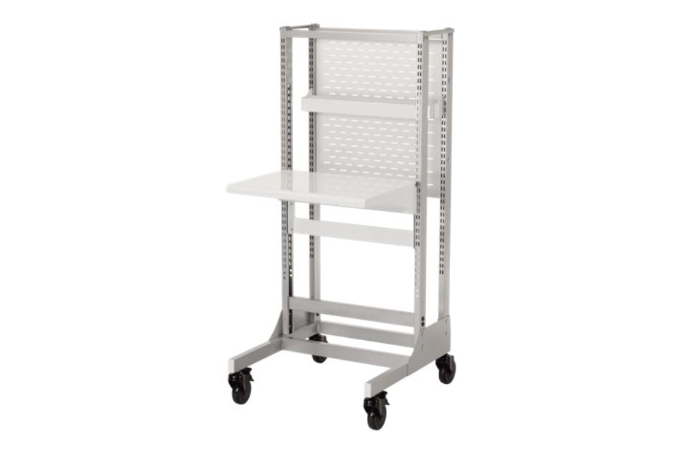 Mobile Workstation with Height Adjustable Table Top and Shelf