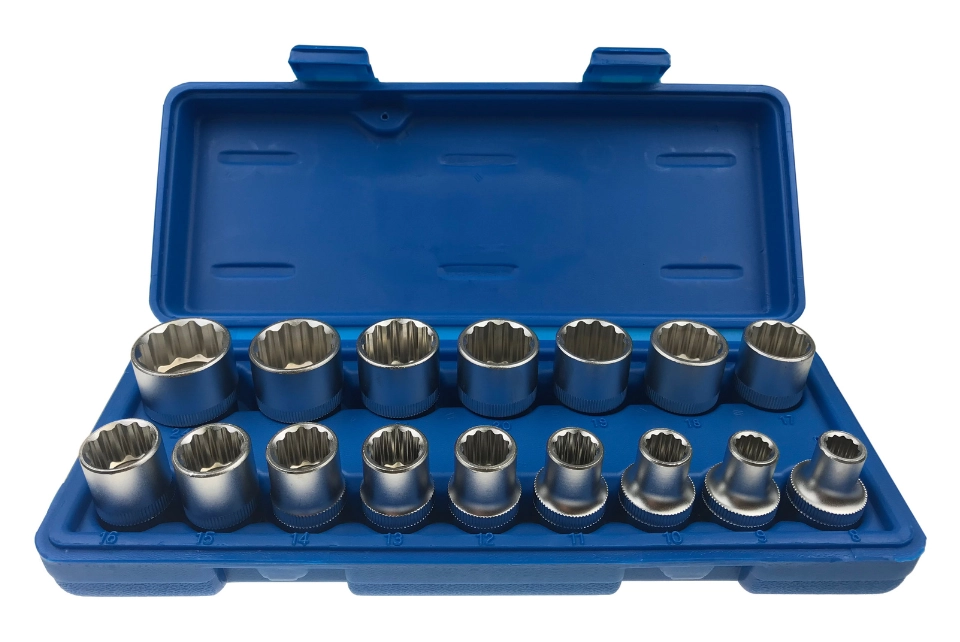 1/2" Socket Set 16pcs 12 Point
