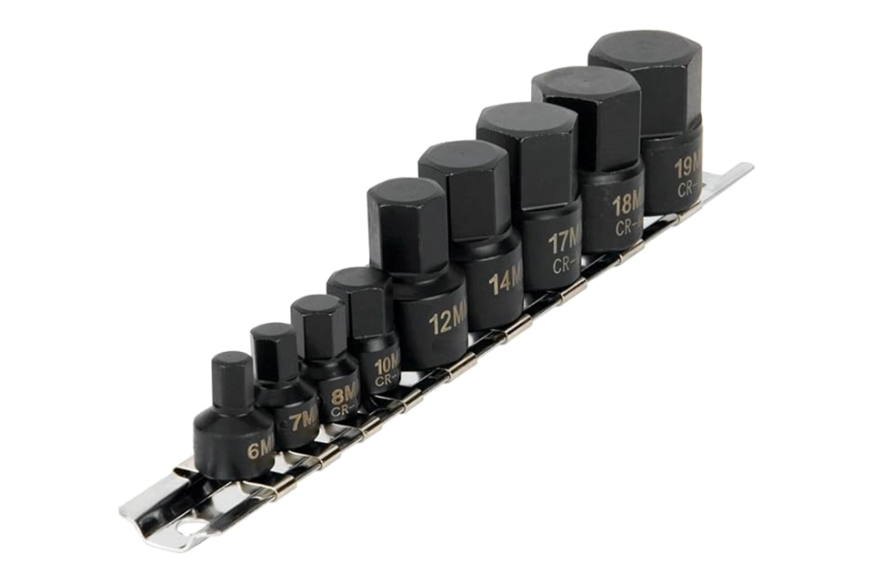 9PC 1/4" & 3/8" Dr. Stubby Impact Hex Bit Socket Set / Metric