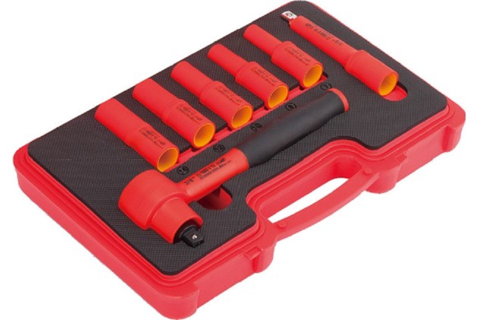 8Pcs 1000V Insulated 3/8"Dr. Reversible Ratchet Set