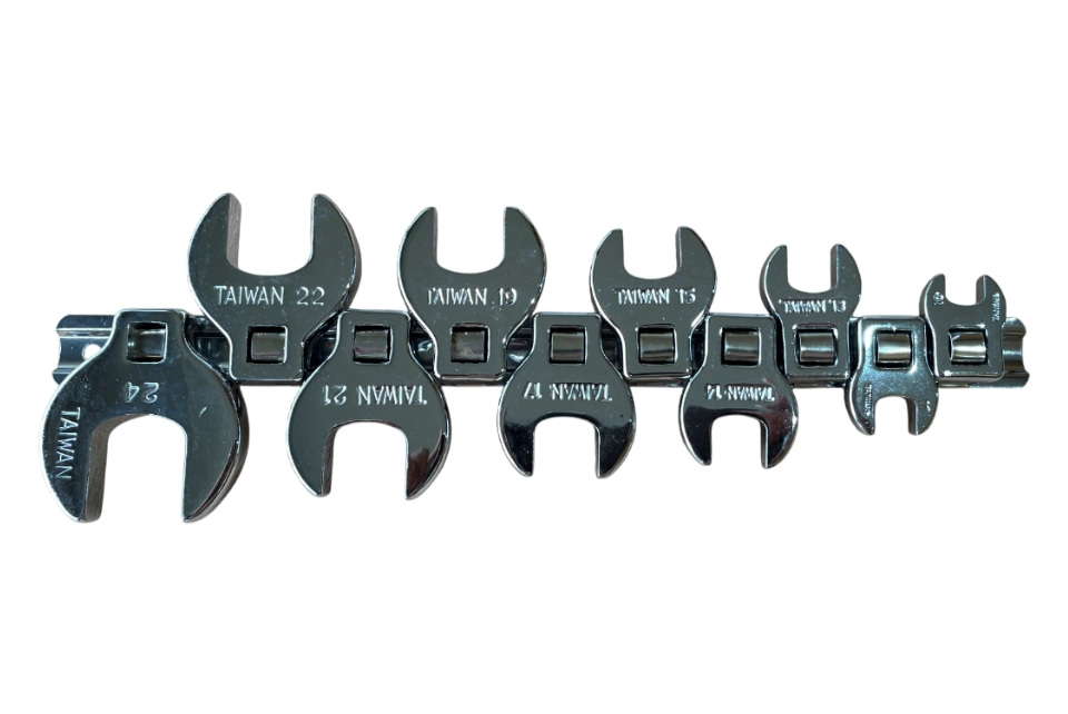 3/8"DR. Crowfoot Wrench 10 Pcs on Rail
