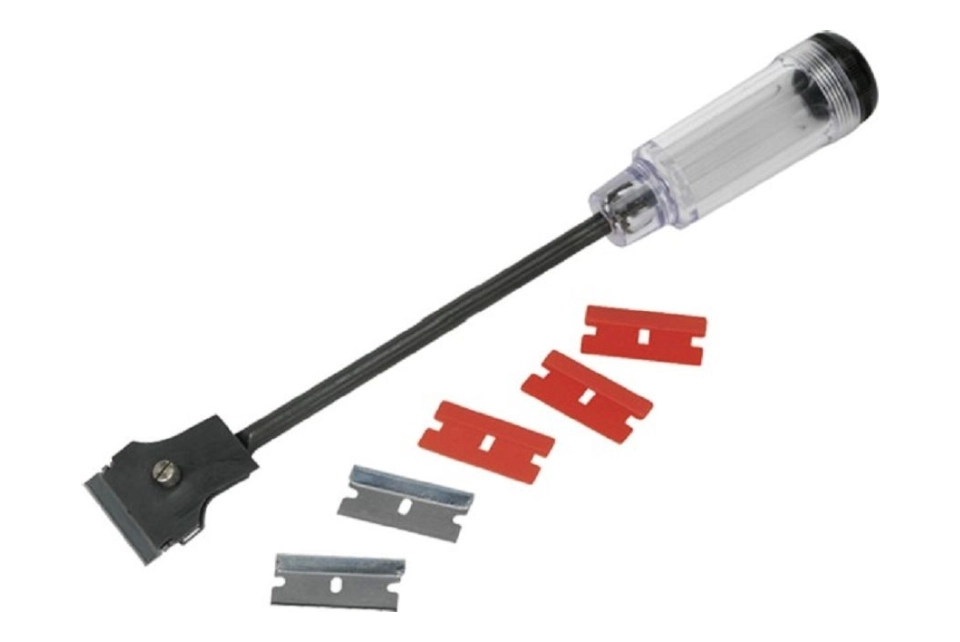 Extended Razor Scraper with Three Spare Blades