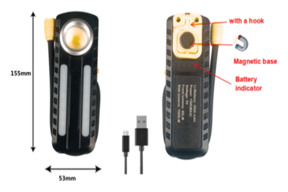 6W COB Rechargeable Work Light with 23cm Hose Light