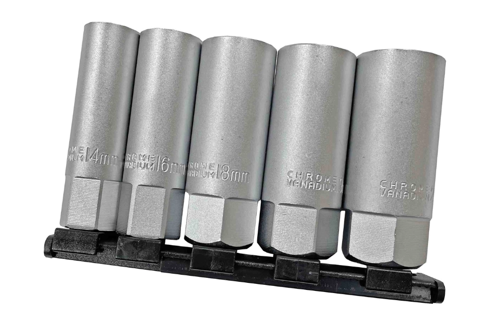5pcs-3/8" Dr. Thin Wall Spark Plug Socket Set