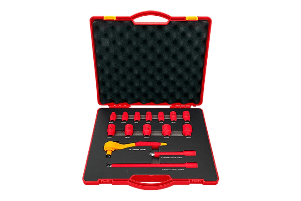 Insulation VDE 15-PC Wrench & Socket Tool Set for 3/8"Dr.