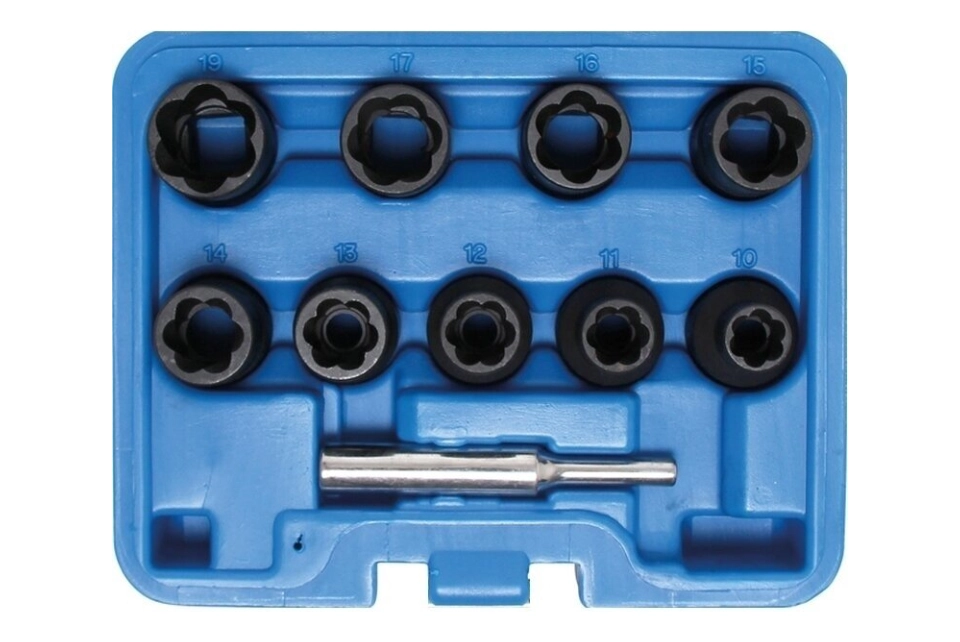 Bolt Extractor Socket Set 10pcs, 1/2"Dr.
