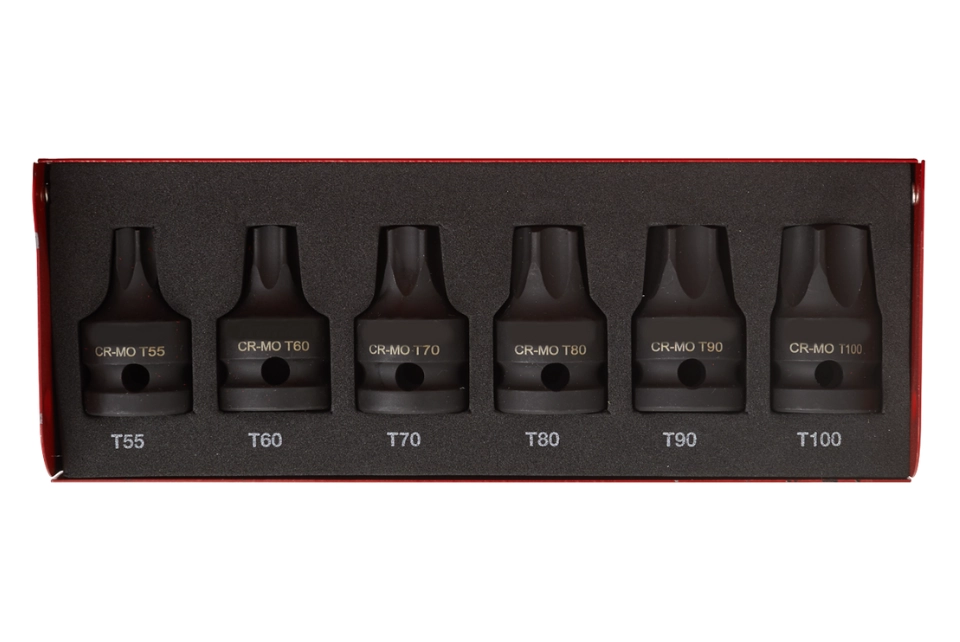 Impact Torx-Star Socket Bit Set 6 PC 1/2" Sq Drive