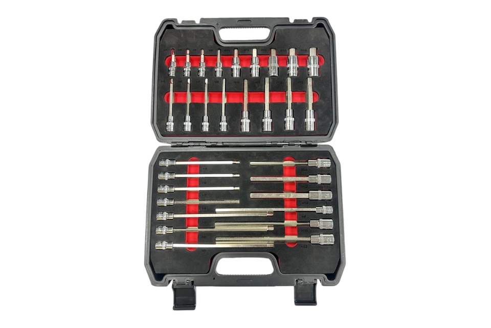 3/8"+1/2"Dr. Hex Socket Bit Set 30 Pcs